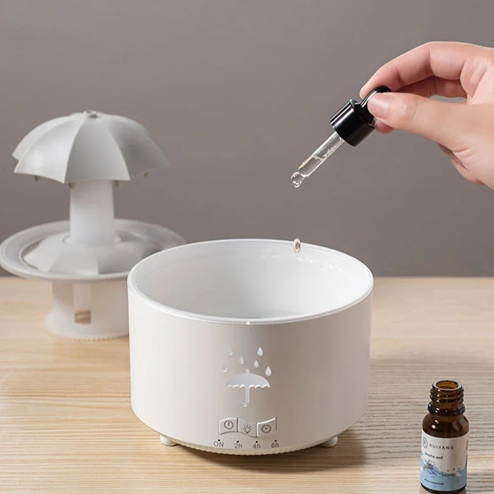 Rotate Umbrella Water Drop Air Humidifier with Colorful Light Raindrop Aroma Essential Oil Diffuser Aromatherapy Humidifiers