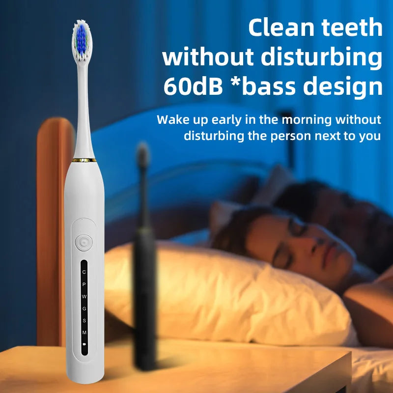 TOWODE Electric Toothbrush Smart Timing Tooth Brush USB Rechargeable Teeth Clean Whitening Sonic Toothbrush With Replacement Hea