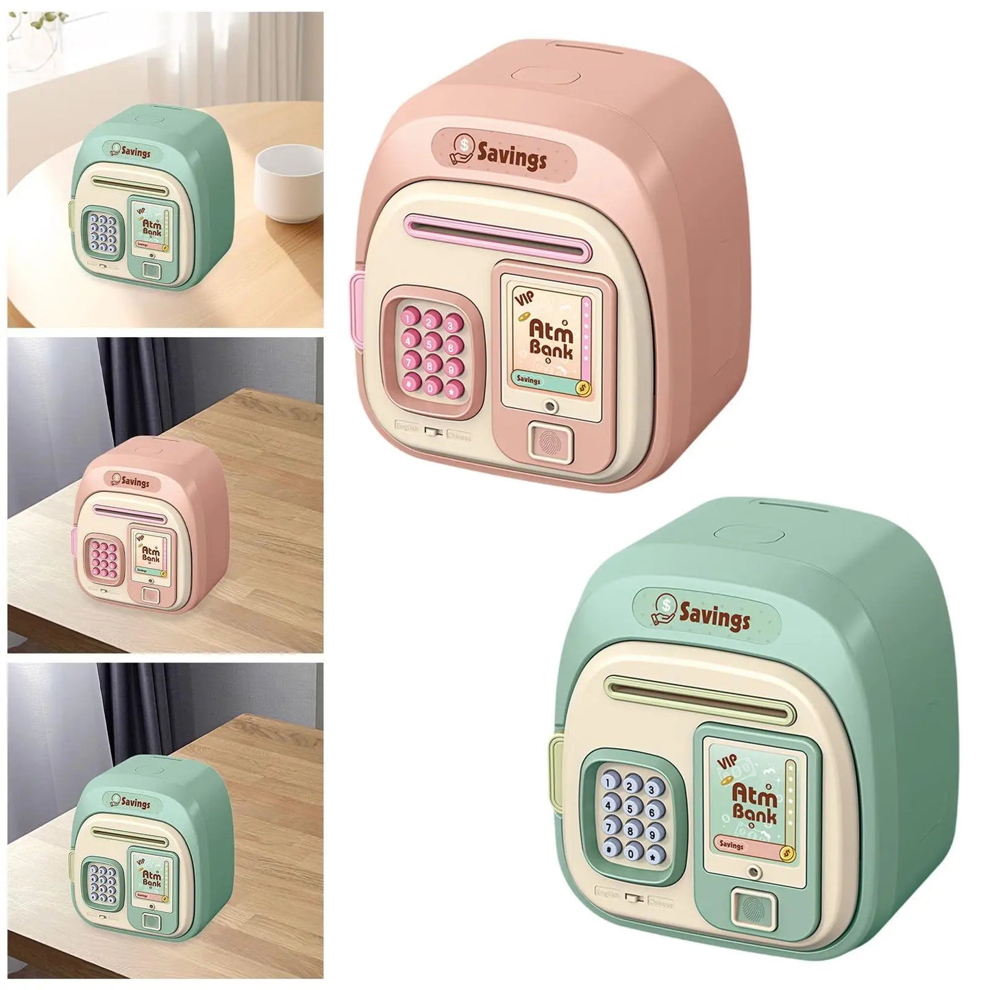 Electronic Piggy Bank, Double Mode Password Automatic Roll Cute Large Capacity