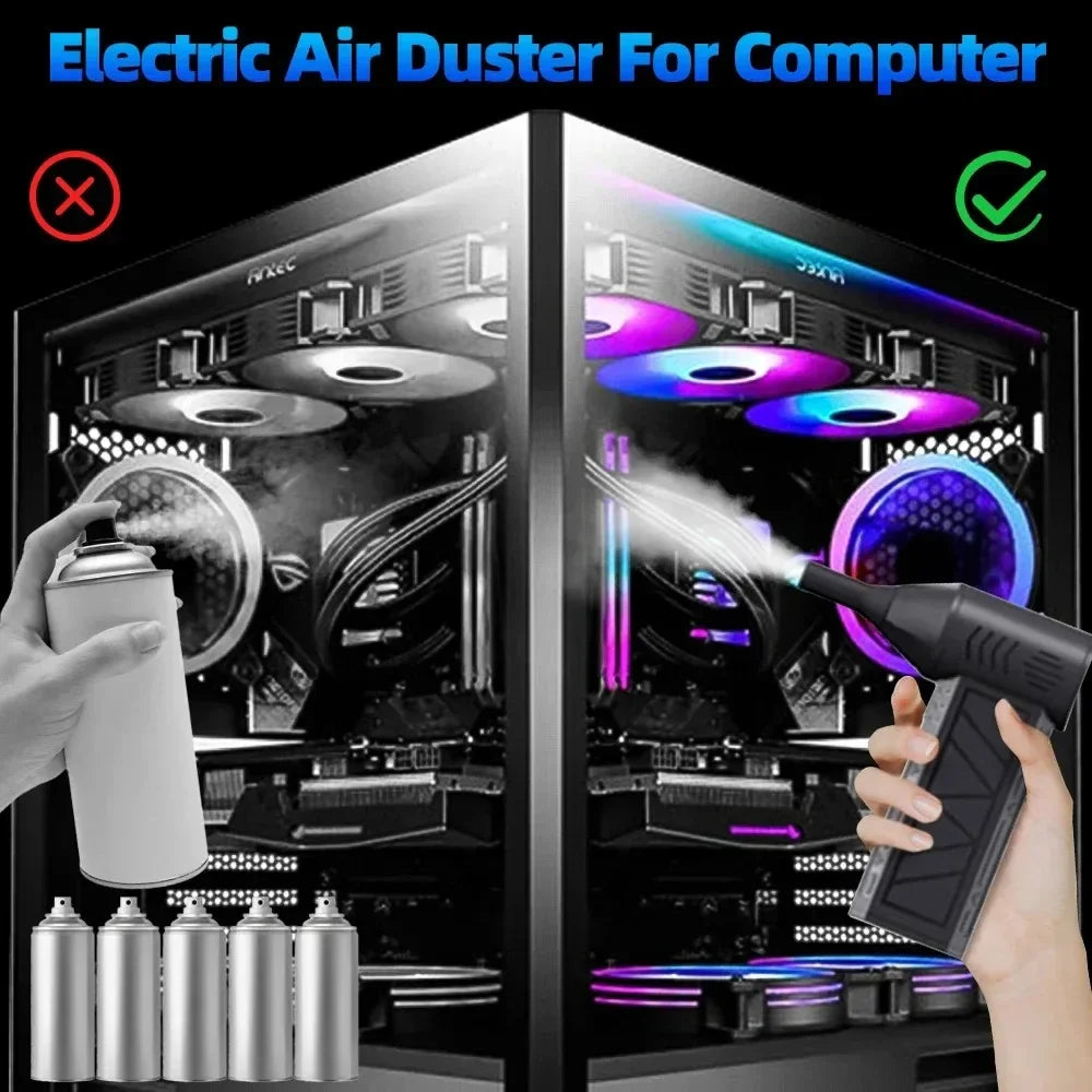 Brushless Mini Air Blower Electric Air Duster 3 Gear Turbo Violent Blower Rechargeable with Light Car Cleaning