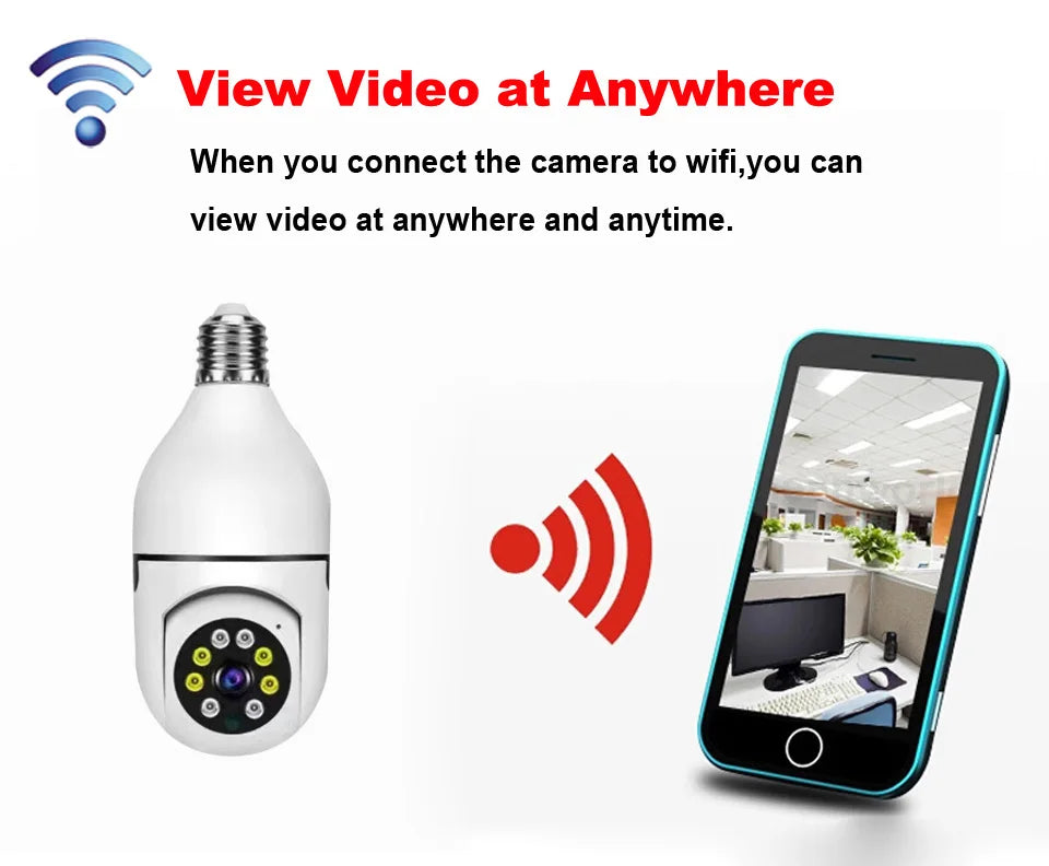 Intelligenc A6 Bulb Camera High-Definition Night Vision Security Monitoring 360 Degree Panoramic Indoor Wireless Wifi Camera E27