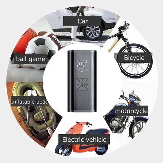 120W Handheld Air Compressor Wireless/Wired Without any battery Inflatable Pump Portable Air Pump Tire Inflator Digital for Car
