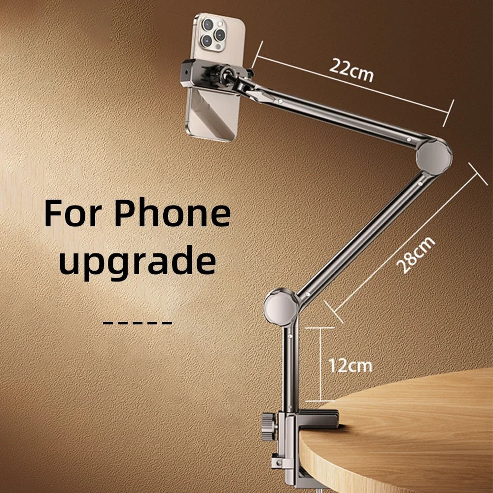 For iPad Air 11 M2 2024 Stands Tablet Holder Desk Stand with 360° Adjustable Foldable Metal Arm Bracket for Phone Tablets
