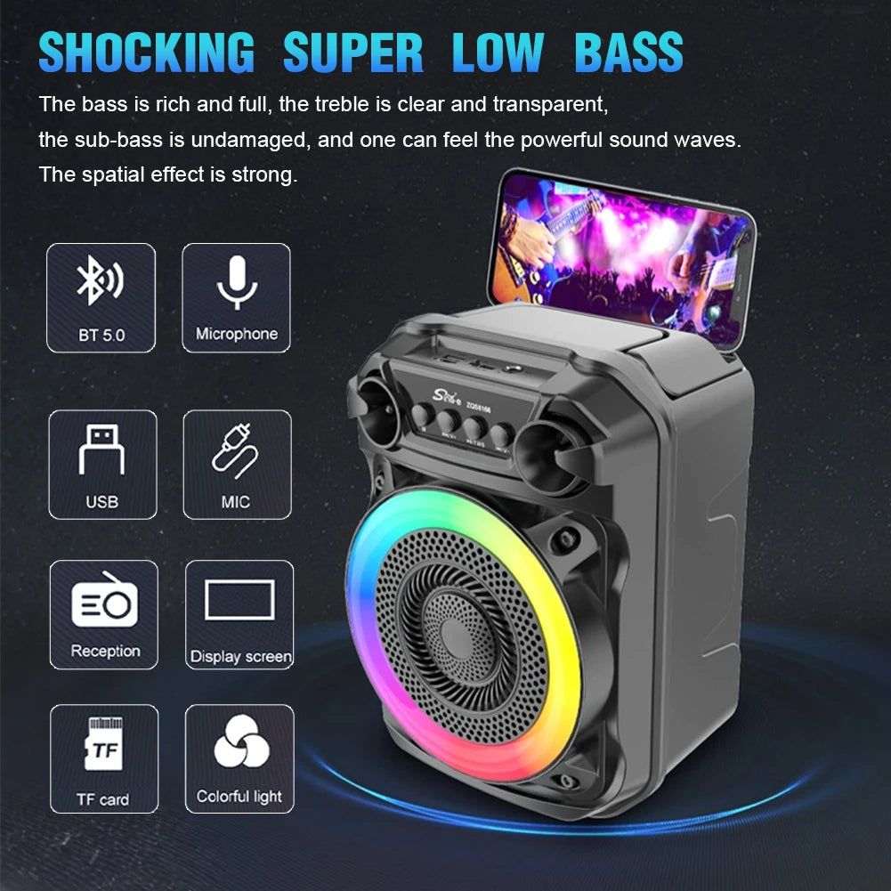 Portable Speaker Stereo Sound Wireless Speaker Rich Bass Karaoke Speaker Subwoofer Suitable for Home Theater Outdoor Dance Party