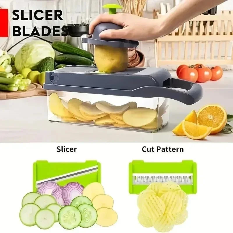 14 in 1 Multifunctional Vegetable Chopper Grate Food Handle Food Chopper Vegetable Slicer Dicer Cut Kitchen Items cocina