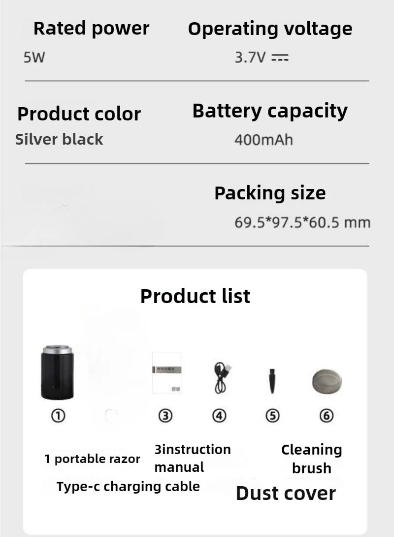 Shaver Electric Small Charging Model Car Mini Small Steel Cannon Men's High-power Portable Shaver Dry Wet Double Shaving USB