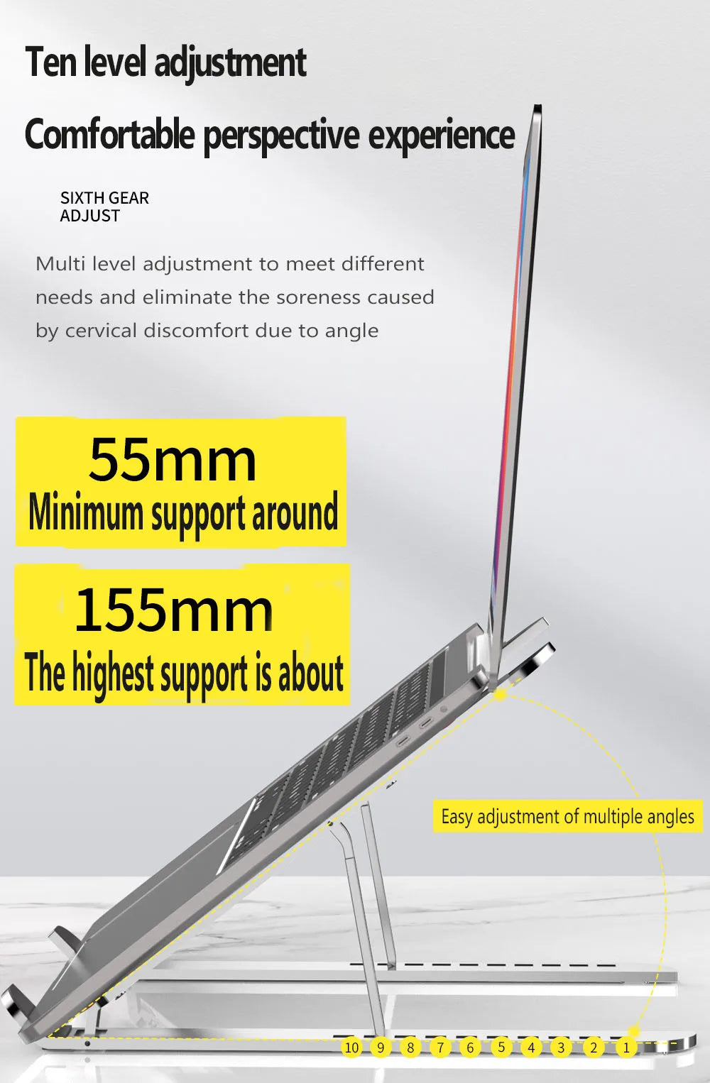 NEW Aluminum alloy laptop stand, folding and lifting vertical base, height increasing computer cooling, tablet stand