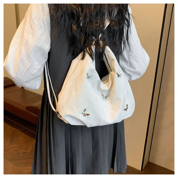 Fashion Handbag Multi-purpose Tote Bag Leisure Soft Leather Large Capacity Butterfly Decoration Shoulder Bags for Women