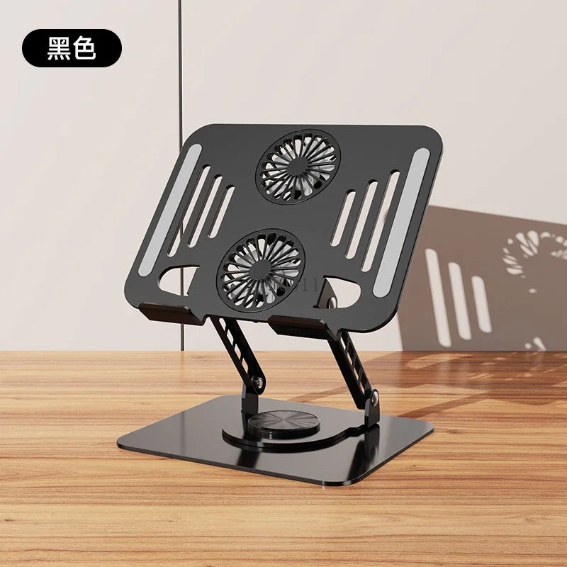 360 ° rotating metal laptop cooling bracket, desktop with fan, flat support frame raised
