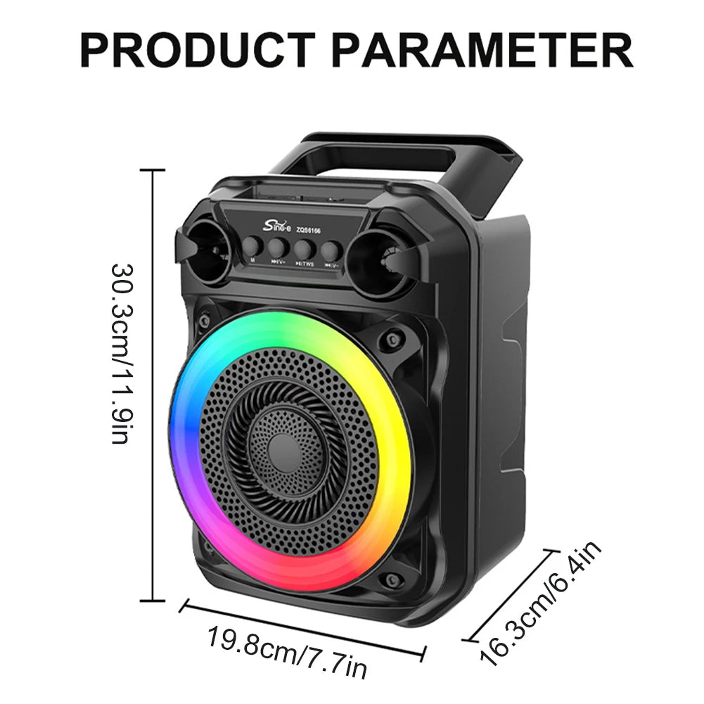 Portable Speaker Stereo Sound Wireless Speaker Rich Bass Karaoke Speaker Subwoofer Suitable for Home Theater Outdoor Dance Party