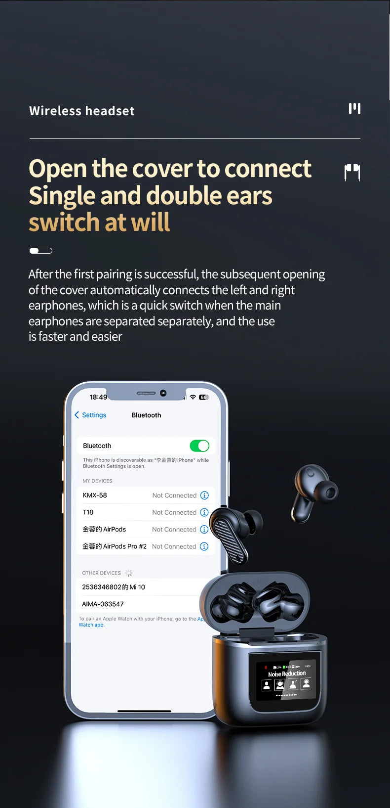 New Bluetooth Headset A9PRO Universal Wireless Sports ANC Noise Reduction High-end In-ear