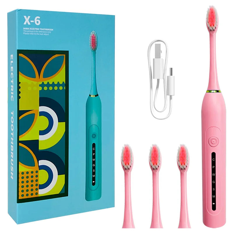 TOWODE Electric Toothbrush Smart Timing Tooth Brush USB Rechargeable Teeth Clean Whitening Sonic Toothbrush With Replacement Hea