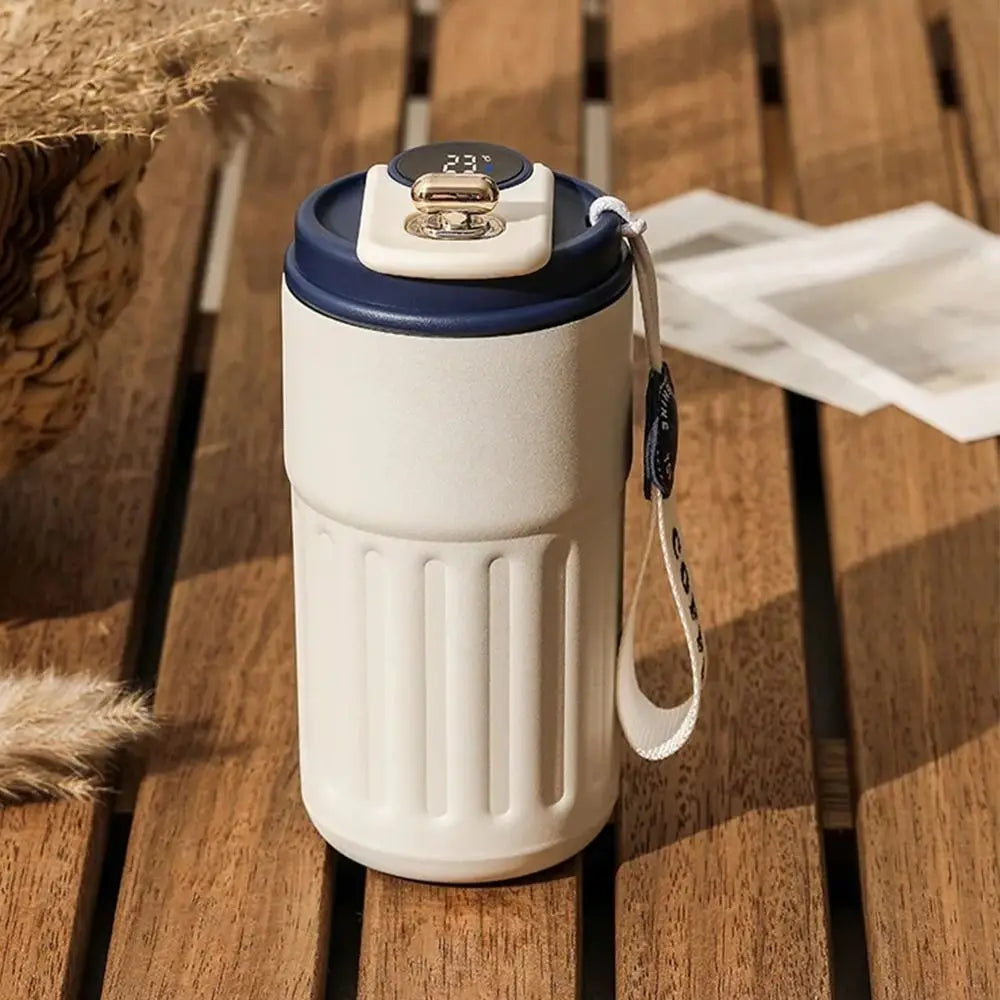 Gift 450ML Thermal Water Bottle Portable Large Capacity Coffee Thermos Cup Digital Intelligent Drinking Bottle Kitchen Supplies