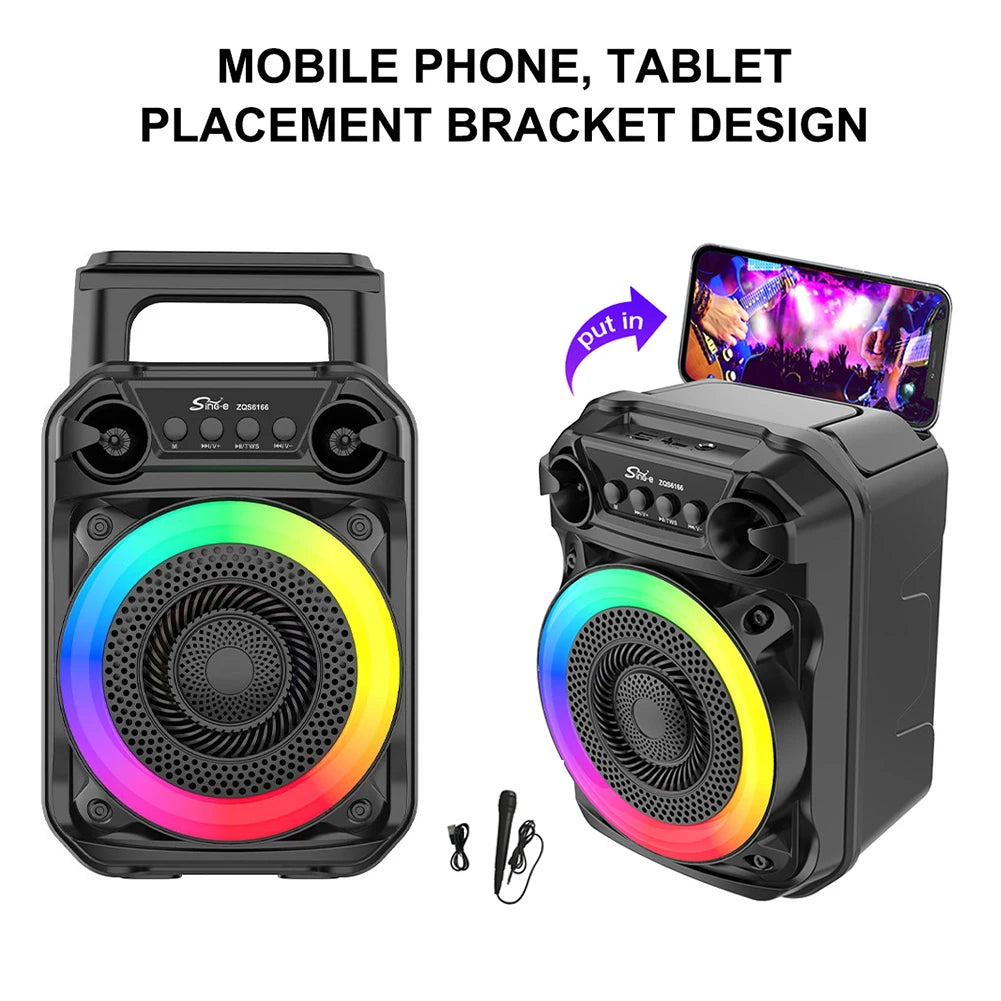 Portable Speaker Stereo Sound Wireless Speaker Rich Bass Karaoke Speaker Subwoofer Suitable for Home Theater Outdoor Dance Party