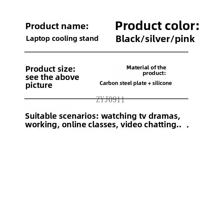 360 ° rotating metal laptop cooling bracket, desktop with fan, flat support frame raised