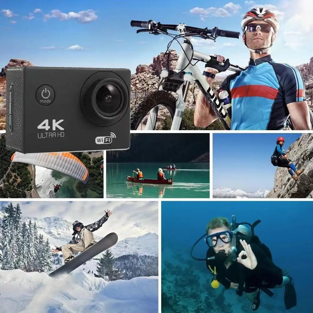4K Ultra HD Action Camera Pro 60FPS EIS Anti-Shake WiFi Remote Control Sport Cam for Bicycle Motorcycle Helmet Dashcam