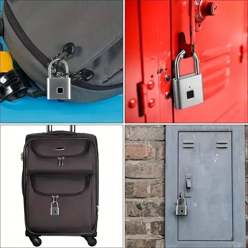 Home  Fingerprint Padlock Aluminum Sliding Door Security Bar 0.2s Lock Portable Anti-theft Electronic Waterproof Unlock To Use