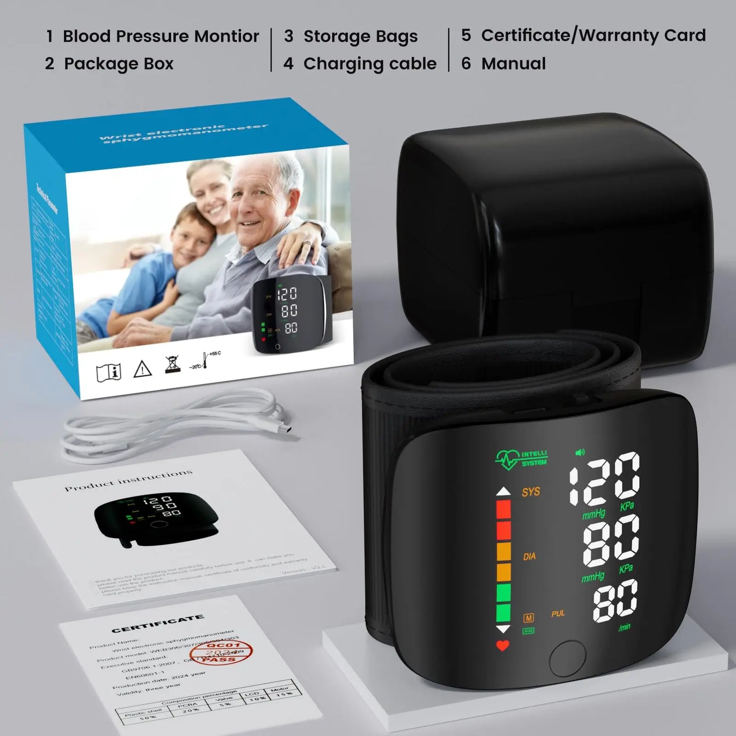 Wrist Blood Pressure Monitor Led Display, Touch Screen Wrist Blood Pressure CuffReading Memory Wrist Bp Monitor