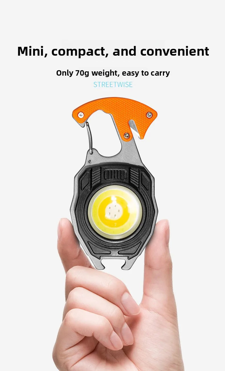COB keychain work light multifunctional cigarette lighter charging portable camping LED strong light mini camping light