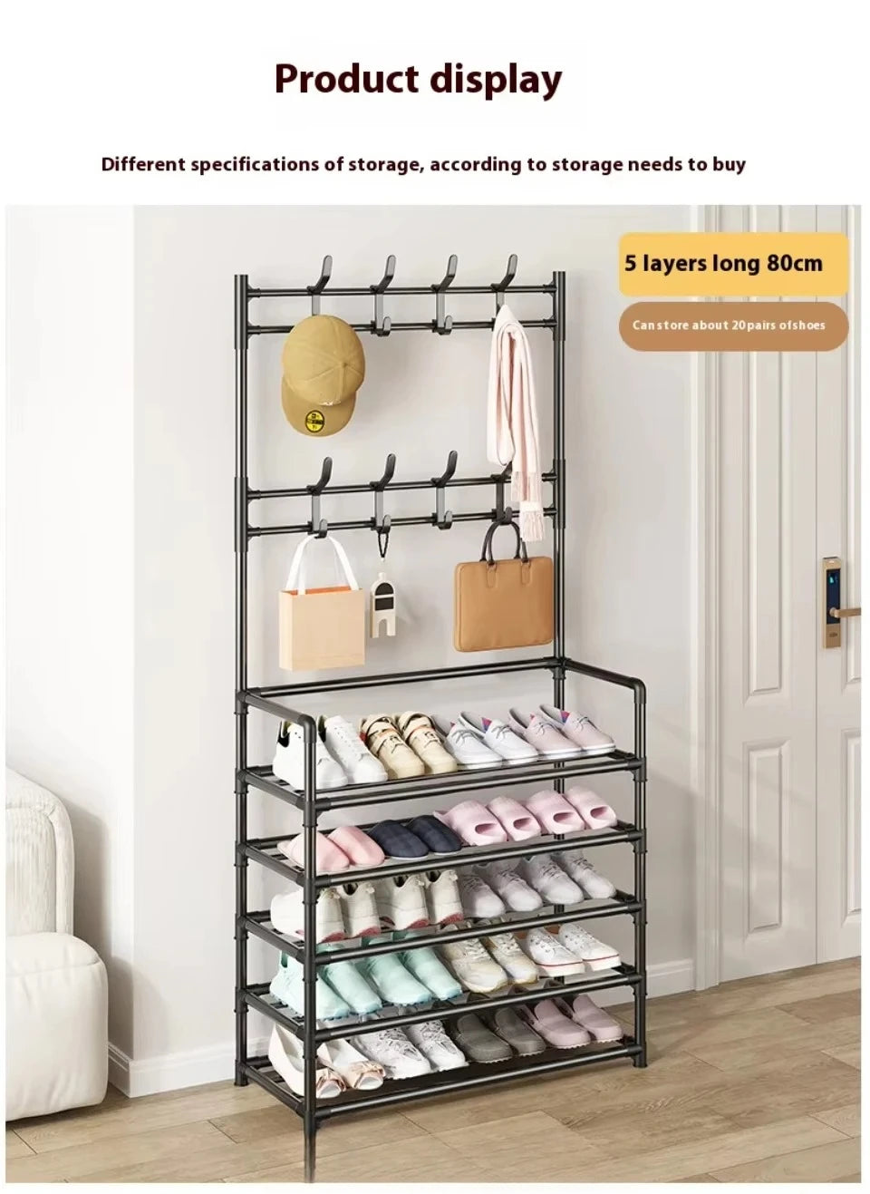 Hat hanger shoe multi-sided shoe rack simple floor shoe and hat load-bearing living room storage rack