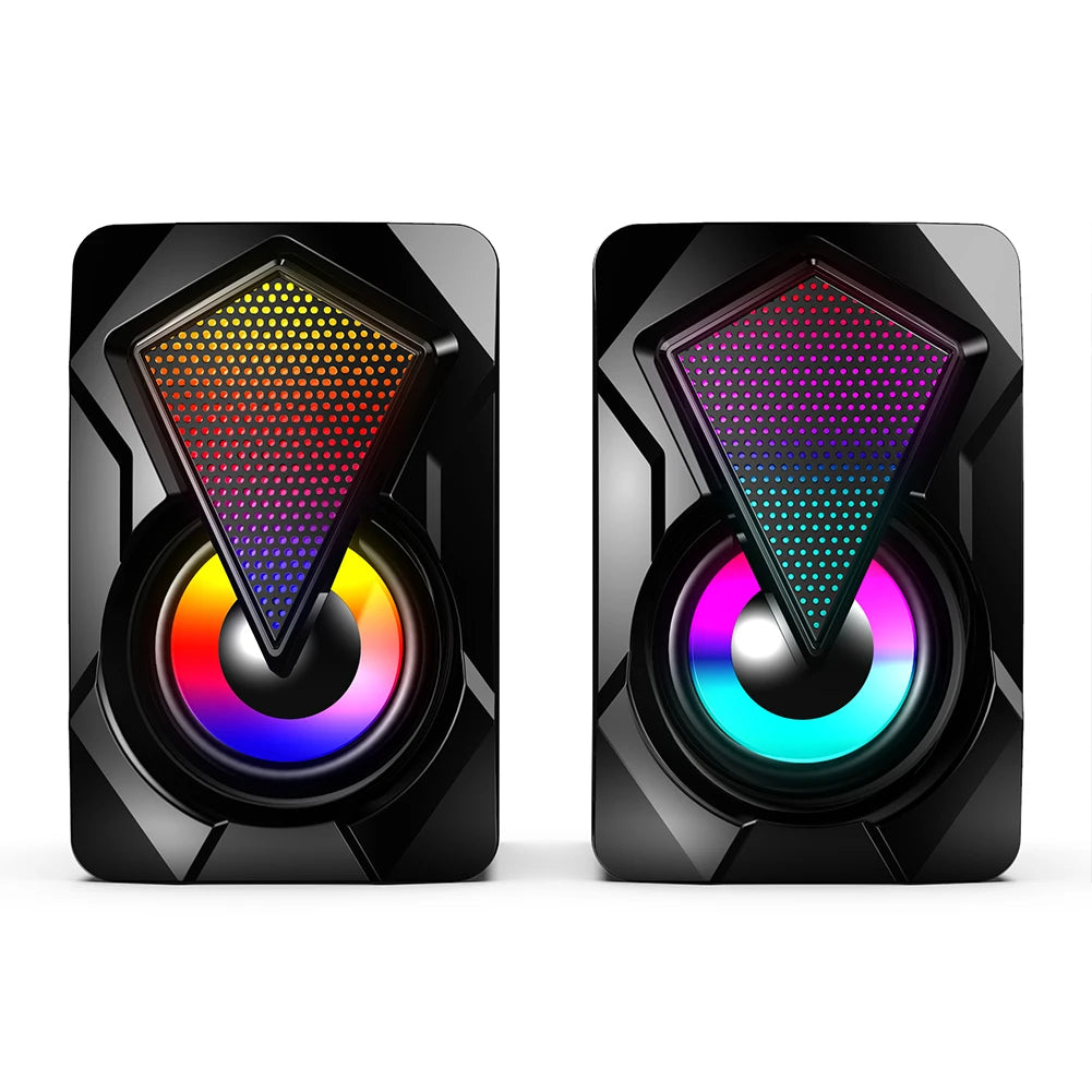 X2 USB Powered Computer Speakers 3Wx2 Multimedia Bass Speakers with RGB Light