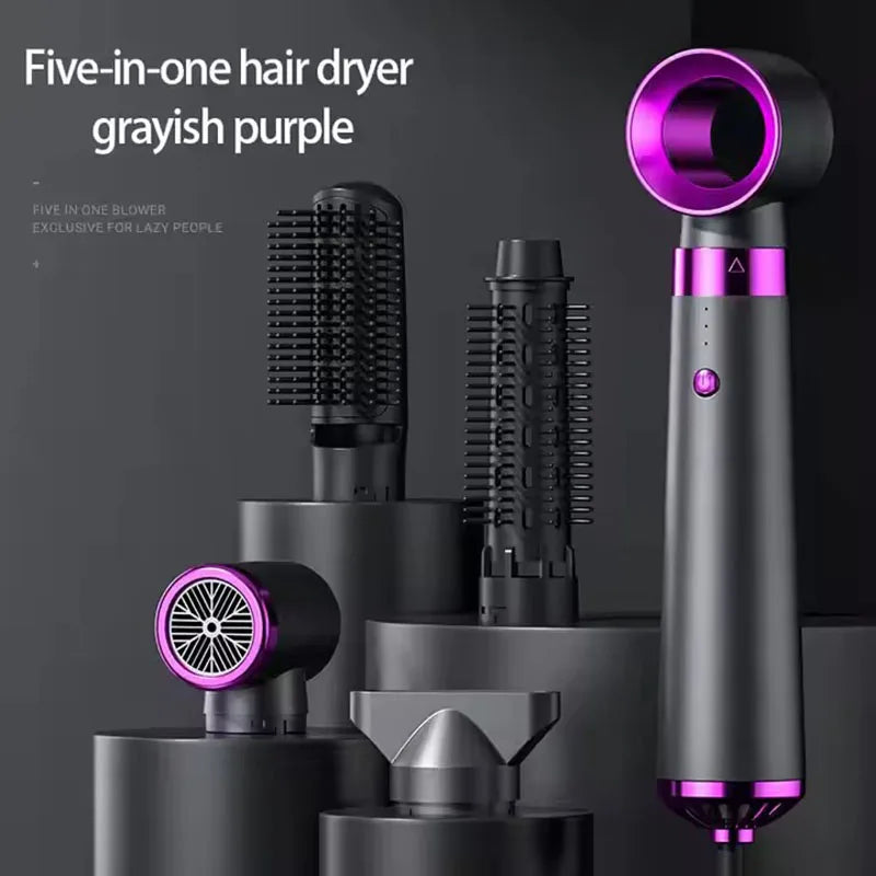 New Design 5-in-1 Electric Hair Dryer with Automatic Straight & Curling Iron Hot Air Comb & Diffuser for Outdoor Use AC Motor