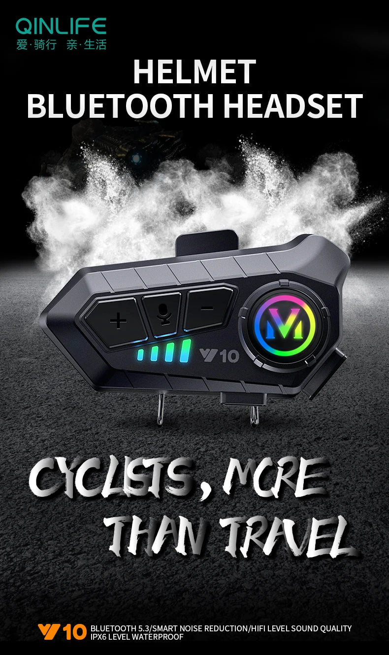 Helmet Bluetooth Earphones Y10 Waterproof Noise Reduction Motorcycle Earphones Soft Mac Helmet Earphones