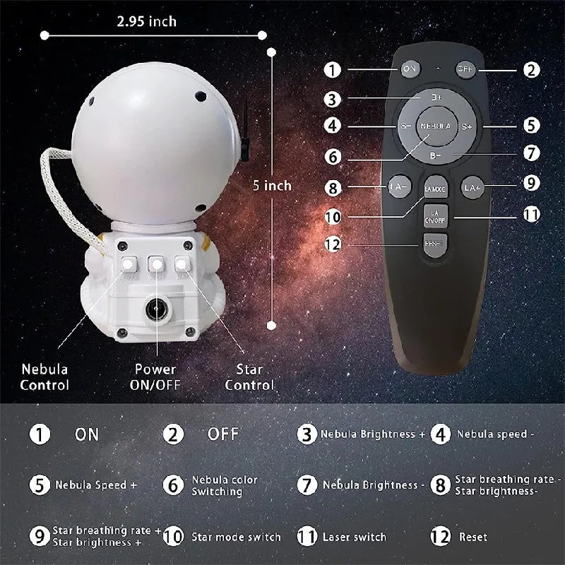 Galaxy Star Projector LED Night Light Starry Sky Astronaut Porjectors Lamp For Decoration Bedroom Home Decorative
