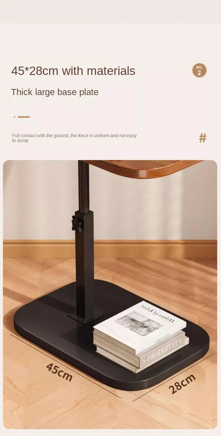 Modern Adjustable Height Sofa Side Table Multifunctional Woody Rotating Foldable Desktop for Living Room Bedroom Home Office