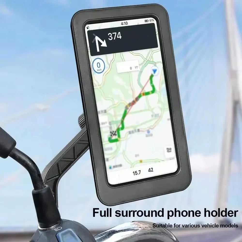 Adjustable Bike Phone Mount 360 Rotatable Retractable Arm Motorcycle Phone Holder Waterproof Shockproof with Touchscreen