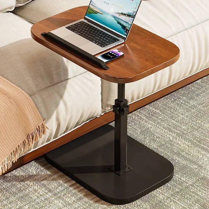 Modern Adjustable Height Sofa Side Table Multifunctional Woody Rotating Foldable Desktop for Living Room Bedroom Home Office