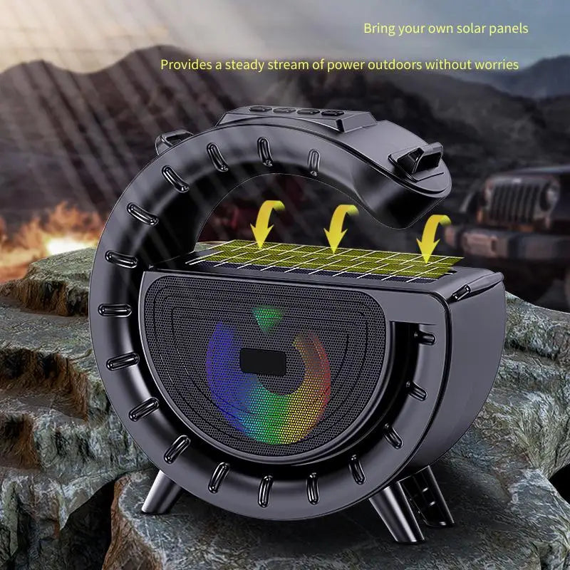 Portable Outdoor Solar Powered Bluetooth Speaker Flashlight Player Wireless Card Insertion Sound Box Handy Card Reader Speaker