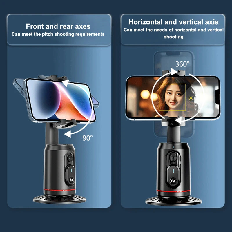 360° Rotation Gimbal Stabilizer AI Auto Face Tracking Phone Holder Desktop Tracking Gimbal With Remote For Live Vloging Video