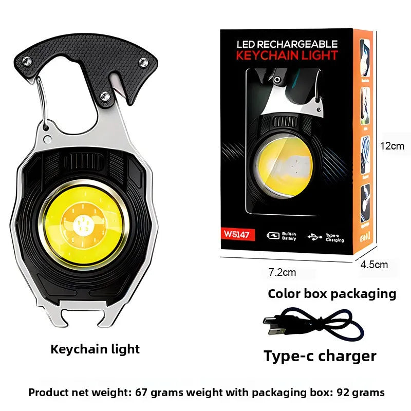 COB keychain work light multifunctional cigarette lighter charging portable camping LED strong light mini camping light