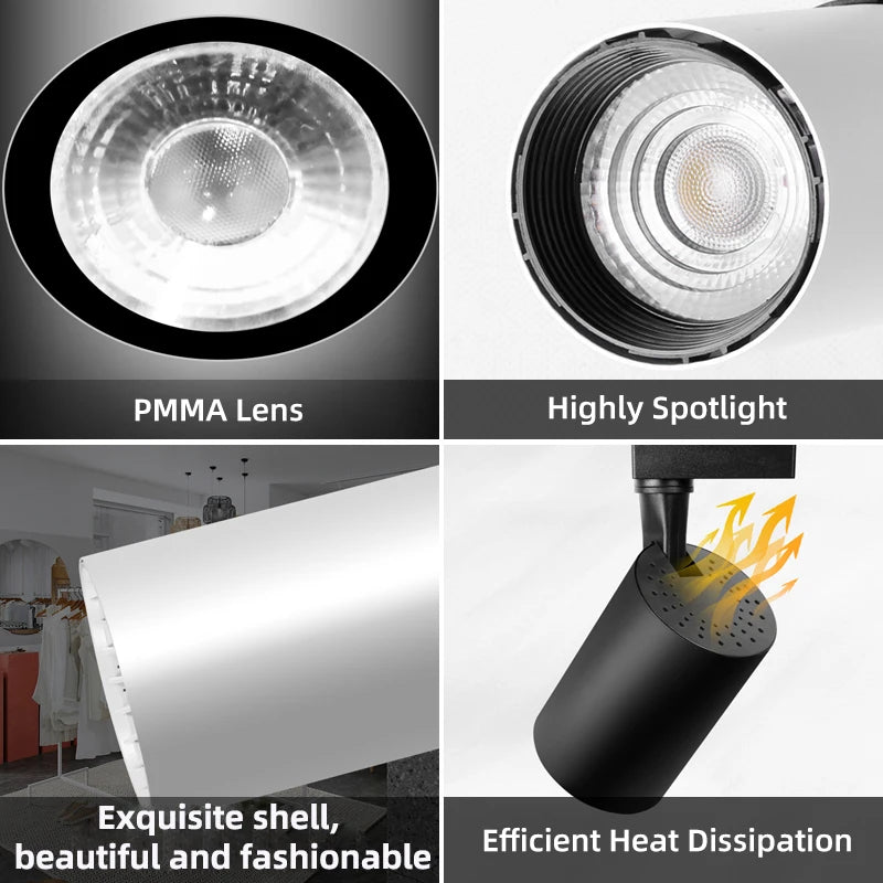LED Track Light Set 30W Track Lamp 180-265V COB Spotlights Rail Lighting Fixture for Home Lighting Living Room Track Lighting