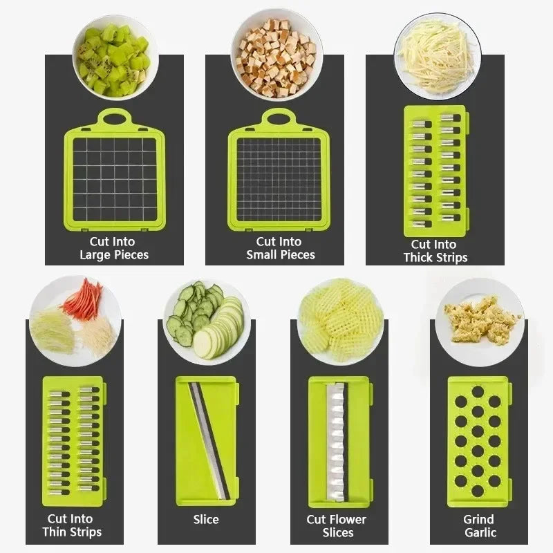 14 in 1 Multifunctional Vegetable Chopper Grate Food Handle Food Chopper Vegetable Slicer Dicer Cut Kitchen Items cocina