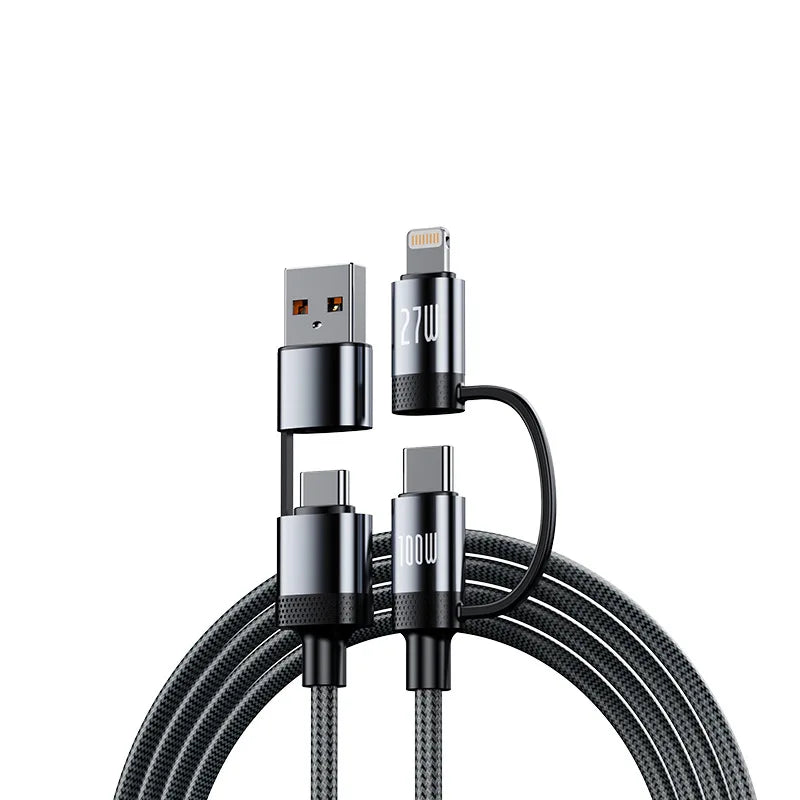 ANSEIP PD 100W USB Type C 4 in 1 Data Cable Fast Charging for iPhone 17 16 15 14 13 Samsung Huawei Xiaomi  Fast Transfer Cable