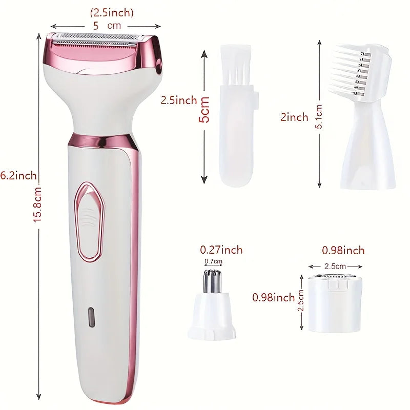 4-in-1 ladies 'multifunctional electric hair remover set Ladies bikini trimmer USB charging eyebrows nose hair face leg portable