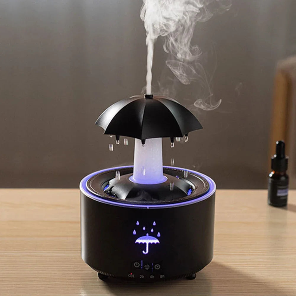 Rotate Umbrella Water Drop Air Humidifier with Colorful Light Raindrop Aroma Essential Oil Diffuser Aromatherapy Humidifiers