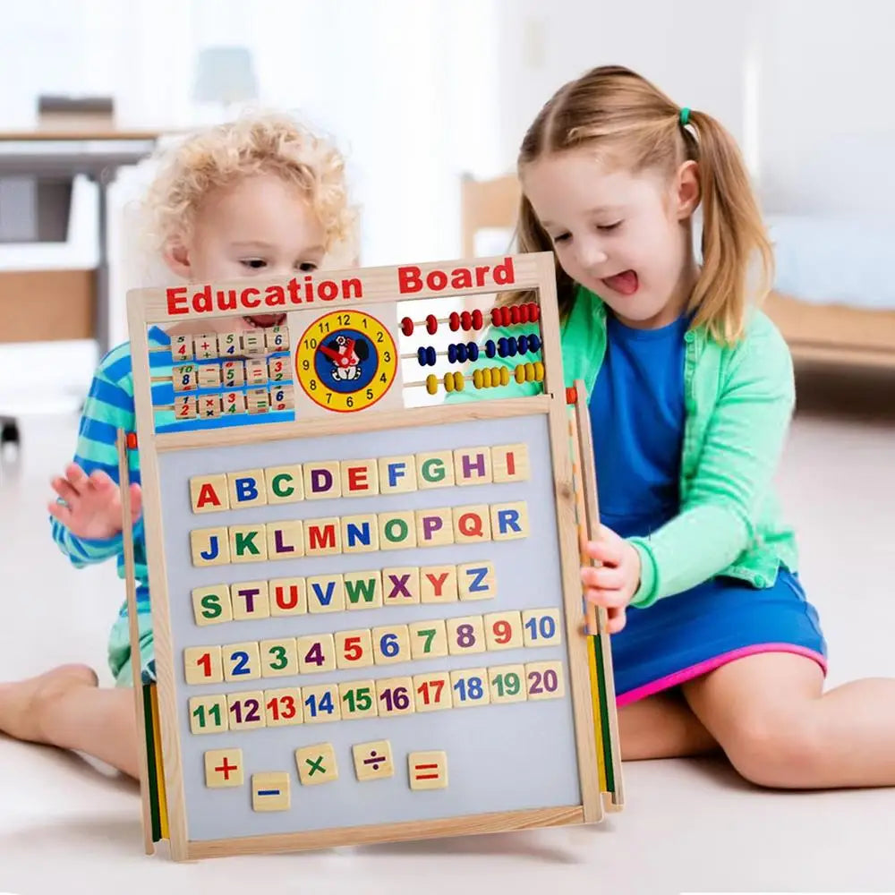 Magnetic Blackboard Double-Sided Magnetic Whiteboard Magnetic Dry Erase Board With Abacus Bracket Type Wooden Art Easel Standing