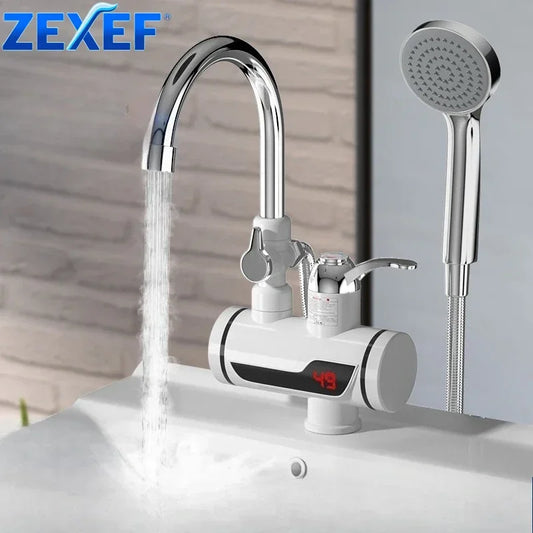 Bathrooms Shower Faucet with Sensor Electric Hot Flowing Kitchen Tap Water Heater Heating Tankless Portable for Kitchen Bathroom