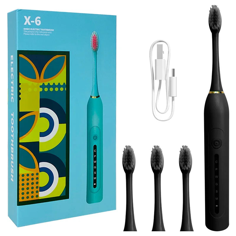 TOWODE Electric Toothbrush Smart Timing Tooth Brush USB Rechargeable Teeth Clean Whitening Sonic Toothbrush With Replacement Hea
