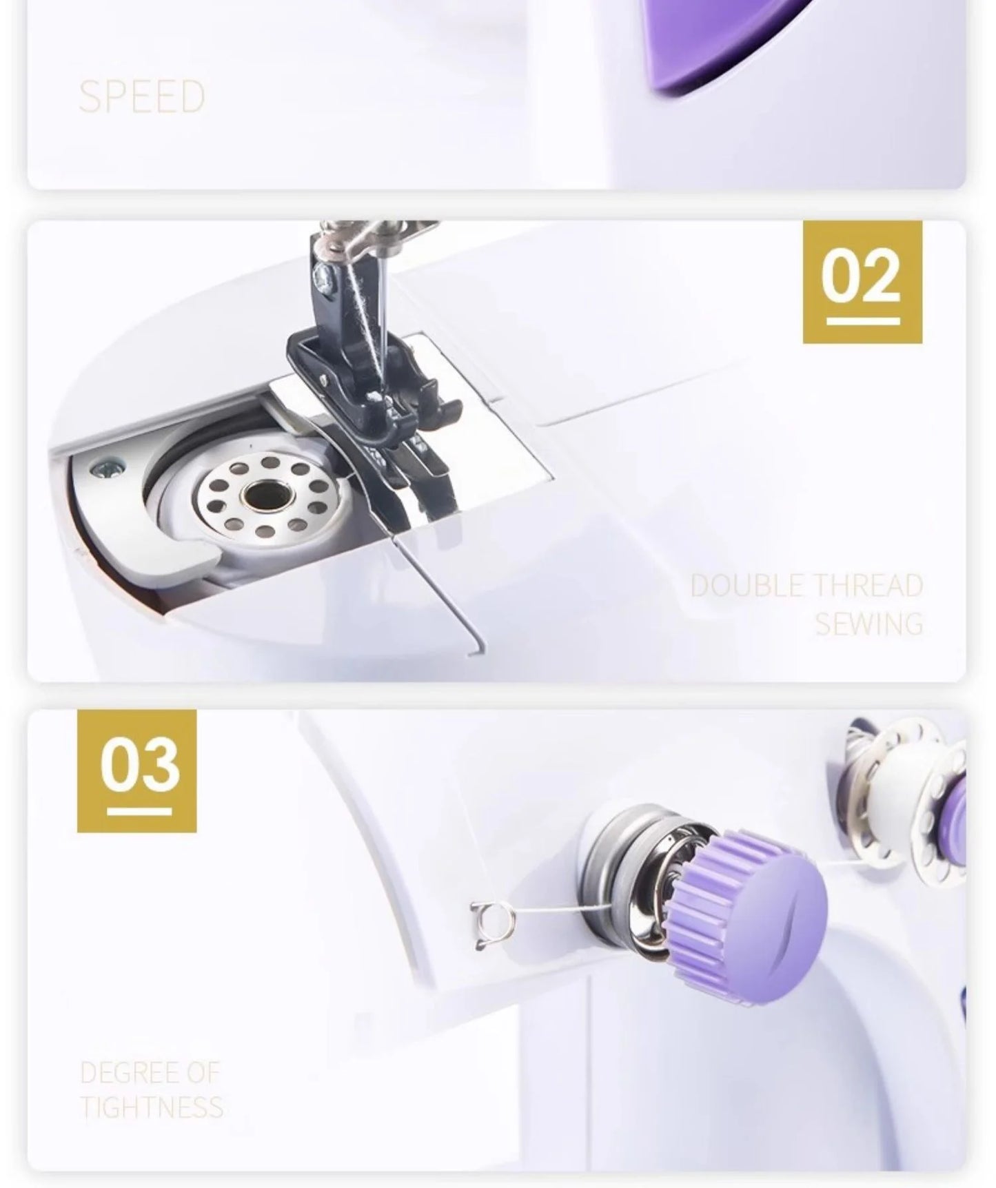Mini Sewing Machine with Extension Station Table for Beginners, Home Double Speed Foot Pedal Straight Sewing Tool, Gift for Kids