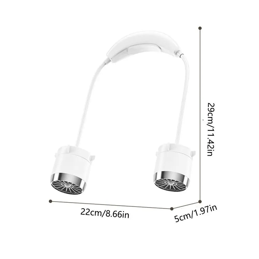 Low Noise Hanging Neck Fan 360° Bendable USB Rechargeable Neck Electric Fan Hands-Free Foldable Around Neck Cooler