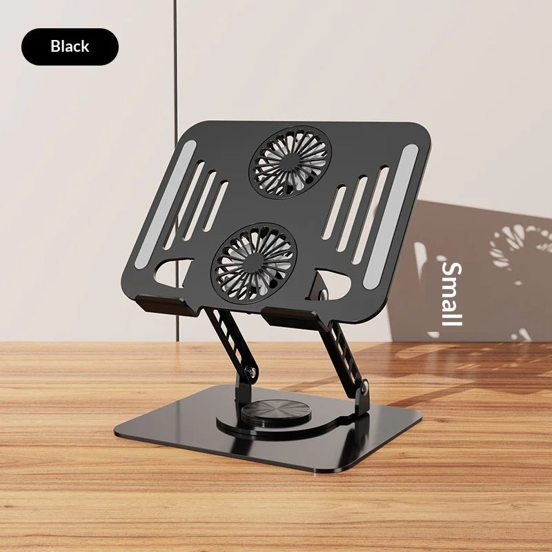 360 Degree Rotating Full Metal Laptop Cooling Bracket with Quiet Fan Ergonomic Laptop Stand for MacBook Lenovo Dell