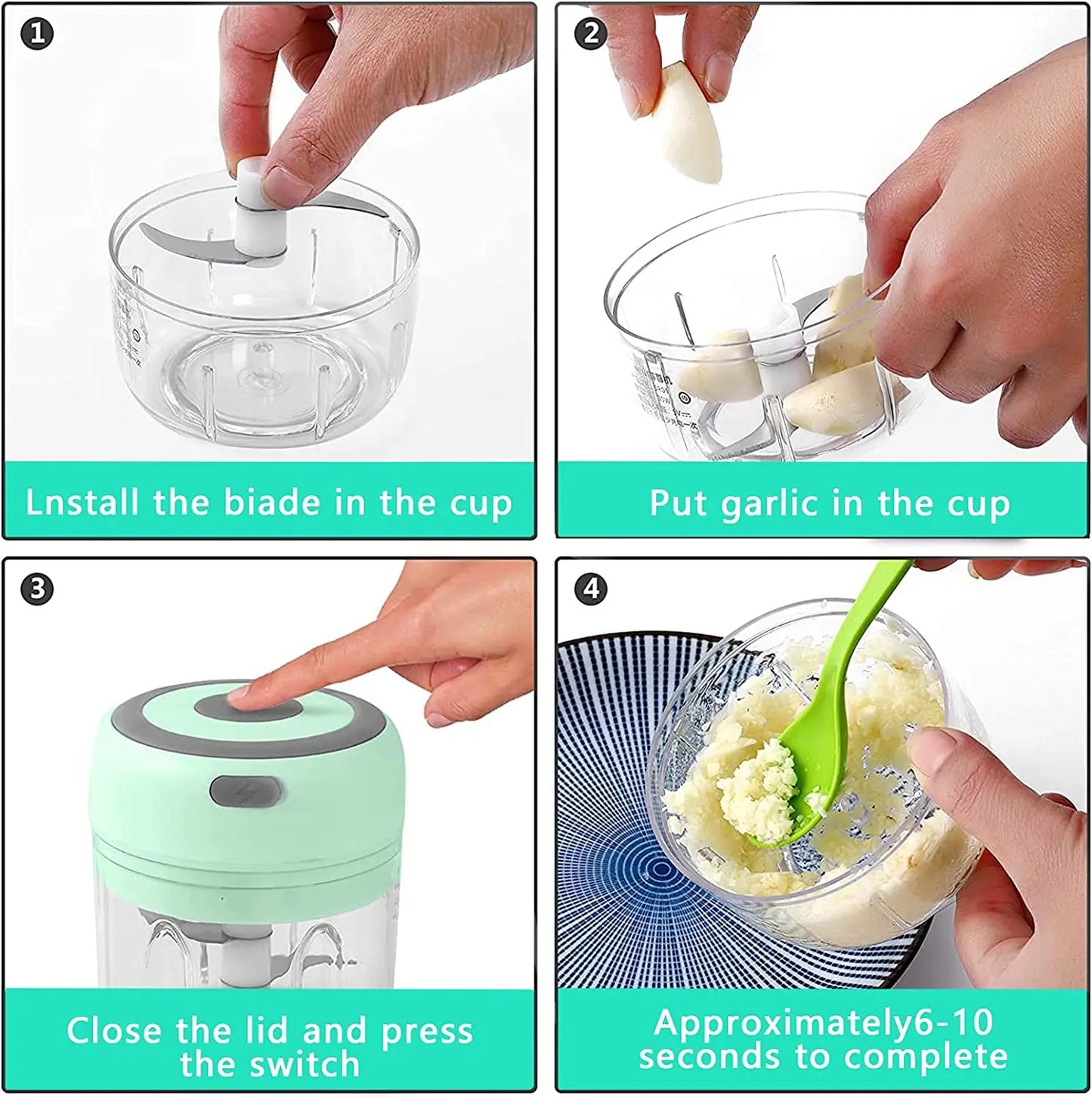 Portable Electric Garlic Masher Crusher 100/250ml Garlic Chopper USB Food Processor Kitchen Kitchen Gadgets Kitchen Tools