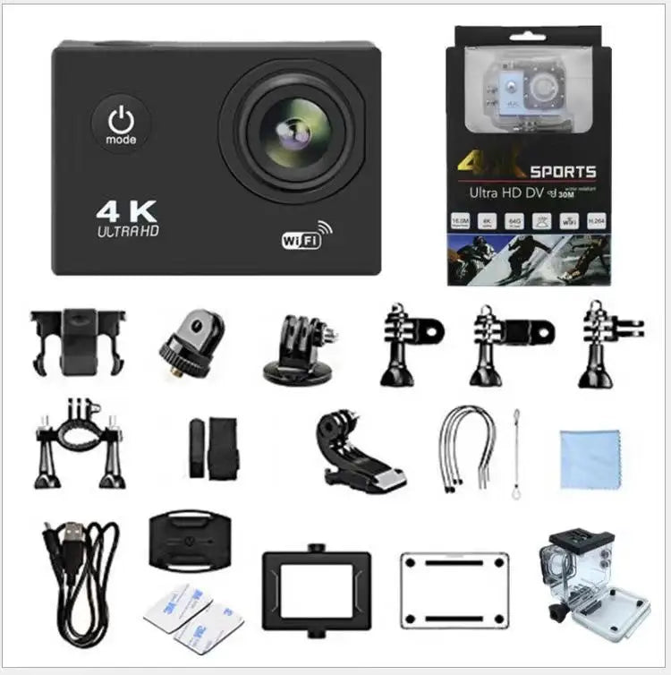 4K Ultra HD Action Camera Pro 60FPS EIS Anti-Shake WiFi Remote Control Sport Cam for Bicycle Motorcycle Helmet Dashcam