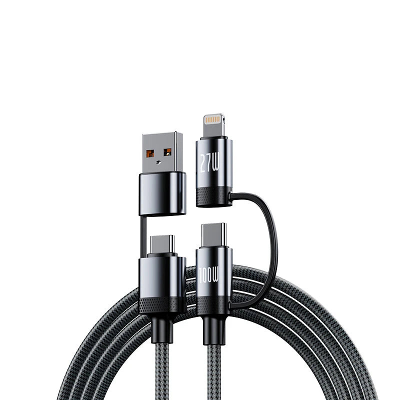 ANSEIP PD 100W USB Type C 4 in 1 Data Cable Fast Charging for iPhone 17 16 15 14 13 Samsung Huawei Xiaomi  Fast Transfer Cable