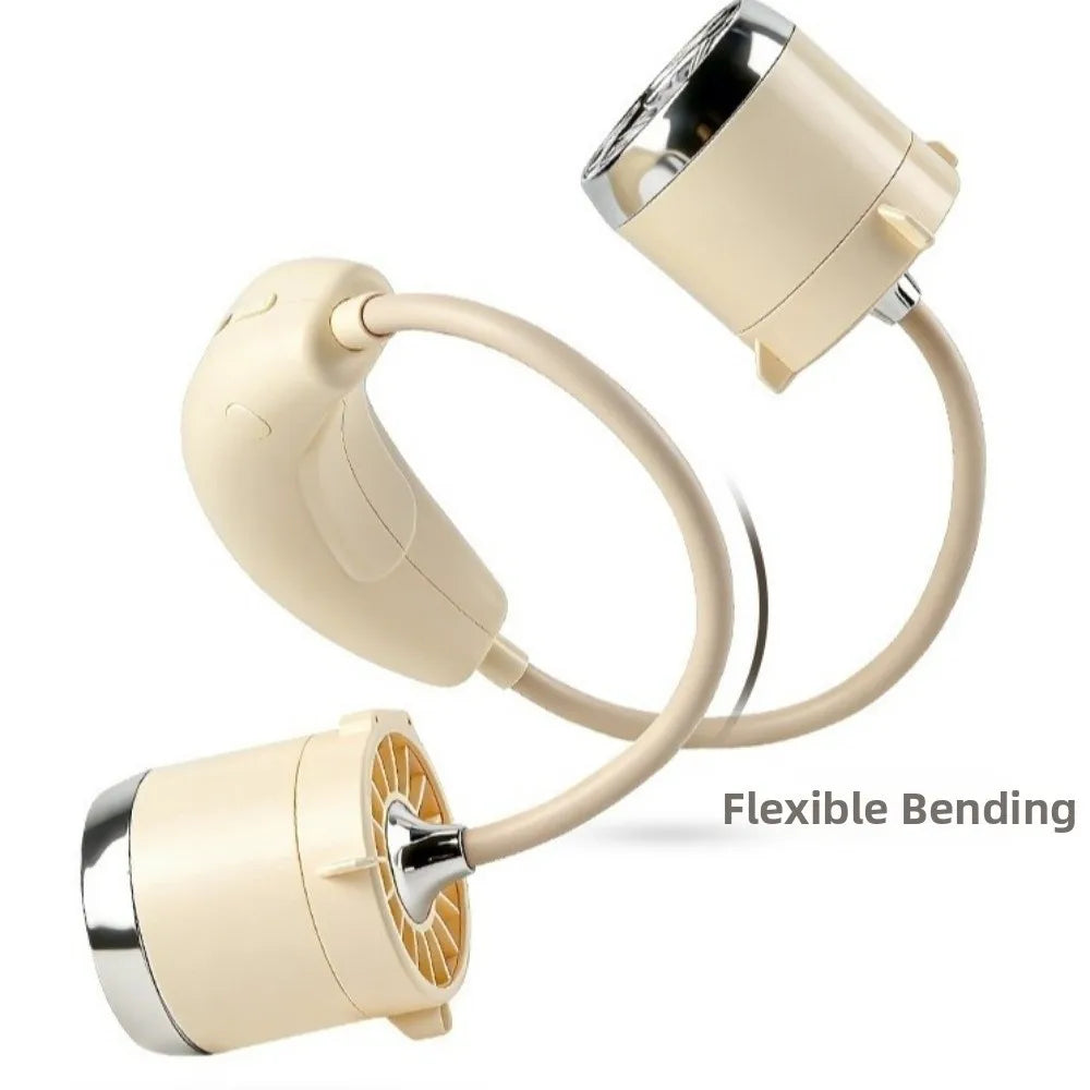 Low Noise Hanging Neck Fan 360° Bendable USB Rechargeable Neck Electric Fan Hands-Free Foldable Around Neck Cooler