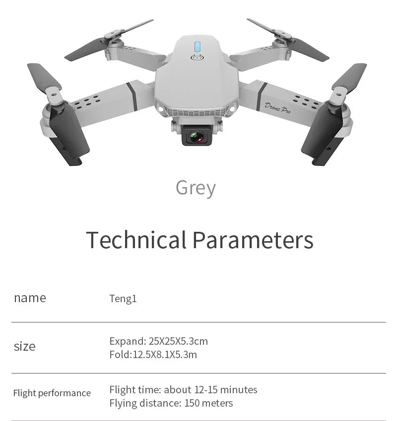 E88 Pro WiFi FPV Drone 4K HD Camera Height Hold Foldable Quadcopter Ideal Gift for Beginners